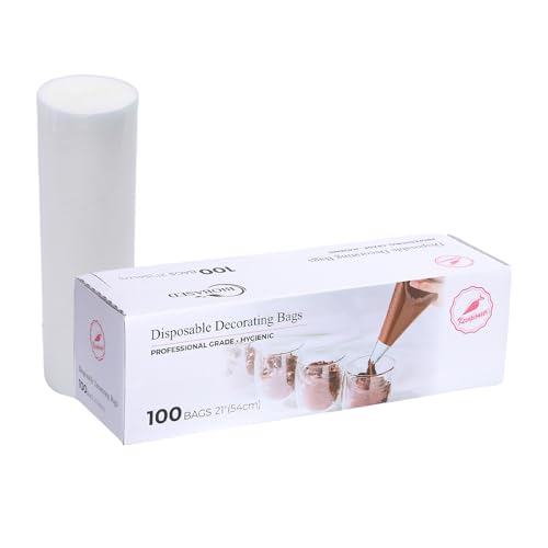 Keenpioneer Disposable Piping Bags, Biobased, 21 Inch, Extra Thick Cake Decorating Pastry Bags, Pack...