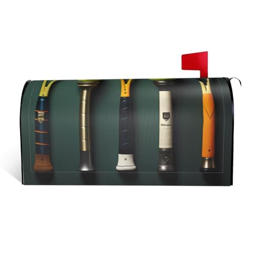 Tennis Balls and Rackets Mailbox Cover for Outdoor Decor Magnetic Strips Unique and Practical Design for All Seasons 21x18 in