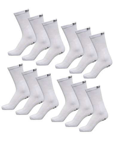 hummel Unisex Sportsocken Basic - 12er Pack (DE/NL/SE/PL, Numerisch, 41, 45, Regular, Regular, Weiss)