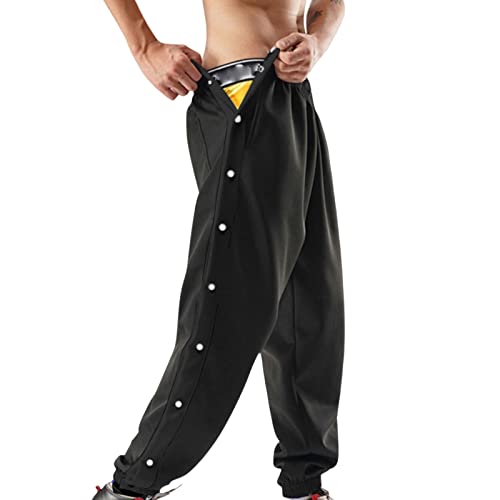 Mens Tear Away Athletic Pants Casual High Split Snap Button Sweatpants Jogger Pants Loose Fit Active Workout Trousers