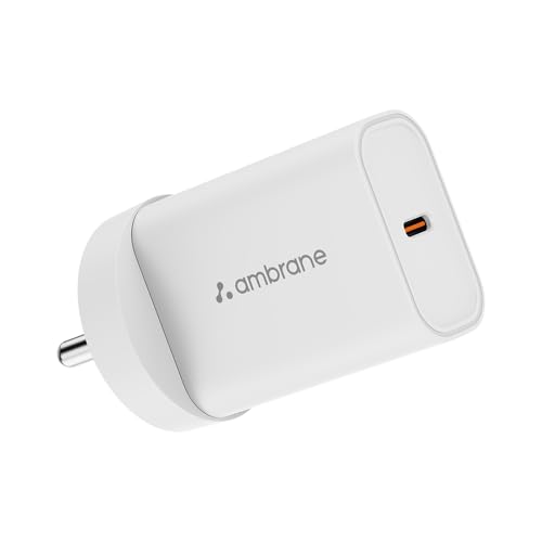Image of Ambrane 36W Fast GaN Charger, Super Compact iPhone, Macbook Air & Android Smartphones Adapter, PD Technology for Fast Charging, Small Size Perfect for Travels For all Type C Devices (Charge i36,White)