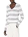 Produktbild Amazon Essentials Damen Leichter, Langärmeliger Pullover Mit V-Ausschnitt, Klassischer Schnitt (Erhältlich In Übergröße), Hellgrau Meliert/Weiß, Streifen, XXL