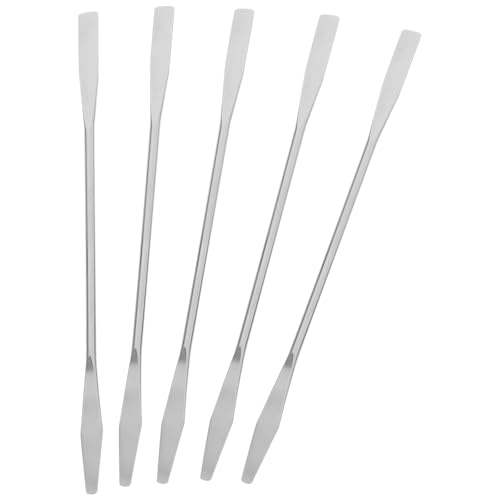 HAPINARY Espátulas de Acero Inoxidable para Maquillaje 15 CM 5 Piezas Herramienta Mezcladora Cosmética Profesional para Base Cremas y Esmaltes Uso en Salones y Hogar