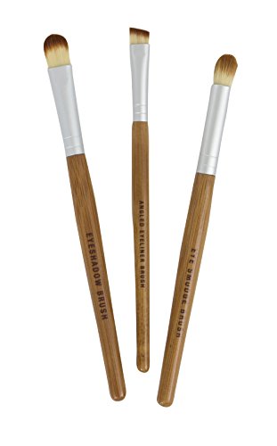 Bamboo Naturals Makeup Brushes, The Perfect Smokey Eye Kit, Natural Bamboo Handles, Includes Three Brushes: Eyeshadow Brush, Smudge Brush, Angled Eyeliner Brush #TOP5
