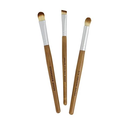 Bamboo Naturals Makeup Brushes, the Perfect Smokey Eye Kit, Natural Bamboo Handles, Includes Three Brushes: Eyeshadow Brush, Smudge Brush, Angled Eyeliner Brush