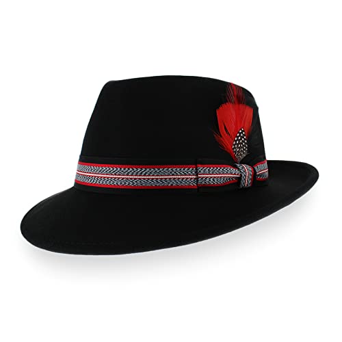 Image of Belfry Gangster Men's Fedora - Crushable 100% Wool Felt Hat, Stain Resistant & Travel Friendly Dress Fedora