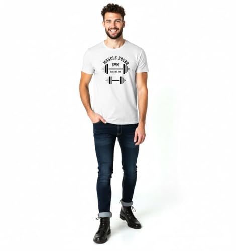Image of ALOVA Black Round Neck T-Shirt for Men, Polyester Fabric, Gym, Running, Workout Wear, Half Sleeves with Stylish Front Print