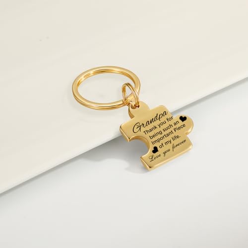 Image of Gifts for Grandpa Puzzle Key Chain Mens Keychain Stainless Steel Keychains for Men Jewelry Gift