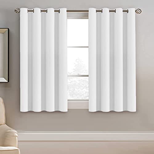 Image of H.VERSAILTEX Pure White Curtain for Living Room Thermal Insulated Window Treatment Curtain Extra Long 45 inch Length Energy Saving Solid Grommet Top Blackout Drape, One Panel