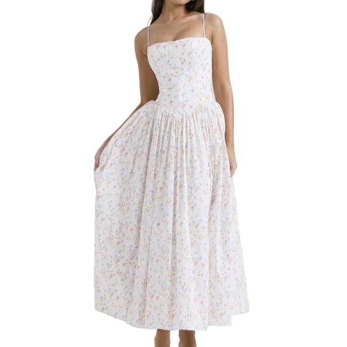 Image of Women's Long Halter Dresses Square Neck Ruffle Hem A-Line Suitable for Coctail Club Night Out Dresses