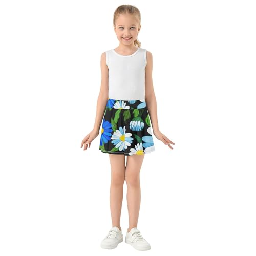 Athletic Shorts for Girls Skorts Toddler Tennis Skirts Custom Butterfly Daisy Flowers Black 3t3