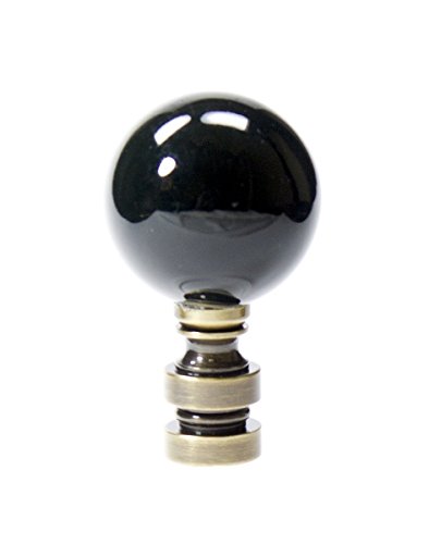 Image of Ceramic Black Ball Antique Base Lamp Finial 2 inch h