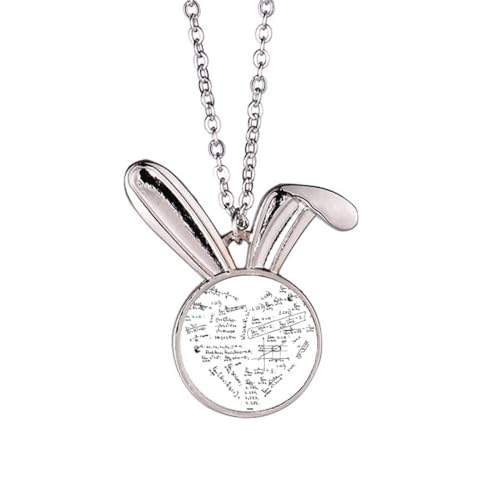 Collier avec pendentif lapin formule mathématique peinte anti-ternissement
