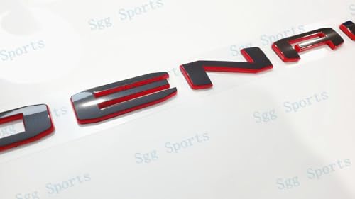 Image of 4Pcs Kit 19-22 Sierra Denali Letters Emblems 3D Badge Nameplate Decal Sticker 1500 HD 2500 3500 AT4 Replacement for Sierra Denali (Redline)