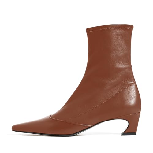 sarawill Women's Square Toe Kitten Heel Ankle Boots Side Zipper Dress Heeled Booties Fall Winter Office Evening Prom Chunky Heel Boots for Women2