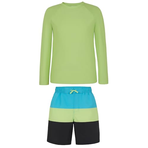 Image of Saint Eve Kids 2 Piece Swim Suit Short & Trunks Set with UPF 50+ Protection - Rash Guard Swimsuit Top & Shorts Sets for Boys