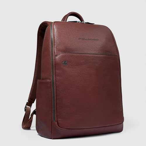 Piquadro - Leather Backpack Laptop 14" - Men - Tan Colour - Image 2