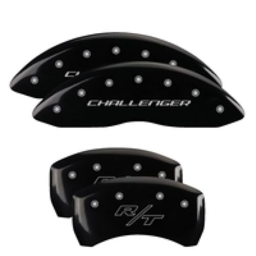 Image of MGP Caliper Covers - Brake Caliper Covers for 2011-2023 Dodge Challenger & 2011-2023 Dodge Charger (Requires Dual Piston Front Caliper) Front and Rear Set (Black, Challenger & R /T Vintage)
