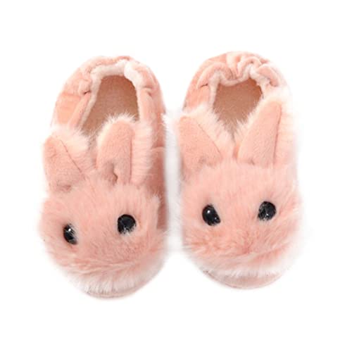 TOVINANNA Comfortable Plush Baby Slippers Warm Winter House Slippers for Girls Bunny Shape Size 19/20
