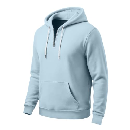 Hoodies for Men Zip Up Quarter Pullover Oversized Hooded Sweatshirts Pocket - image 9