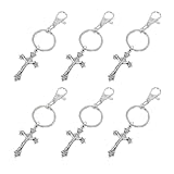 ARTSEWPLY Accesorios Llavero Cruz de Plata 6 Piezas, Colgante de Metal para Regalos Comunión Niña y Complementos Navideños