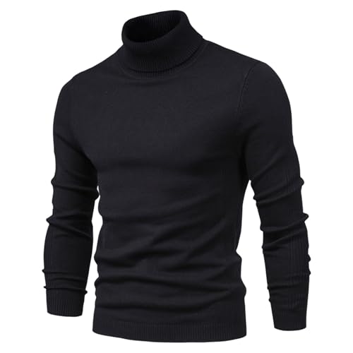 Cambkatl Men's Basic Solid Turtleneck Knitted Pullover Sweaters Slim Fit Long Sleeve Fall Winter Casual Baselayer Jumper Tops