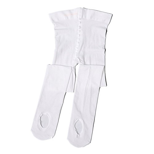 7D04 White Convertible Dance Tights - Large Child