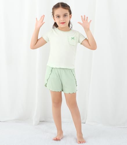 Image of Baby Girls Outfits Sets Summer Tee and Shorts Toddler 2-Piece Set for Kids Cooling Clothes,Viscose Made from Bamboo