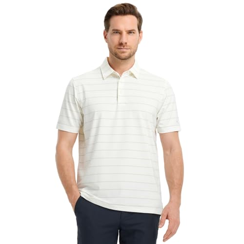 Rouen Mens Golf Shirt Moisture Wicking Dry Fit Performance Stripe Casual Collared Short Sleeve Golf Polo Shirts for Men2