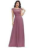 Ever-Pretty Elegant Boat Neck Lace Chiffon Dress Party Dress Ball Gown 8 US Orchid