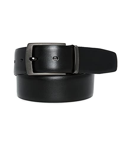 Perry Ellis Men's Textured Pattern Buckle Reversible Belt