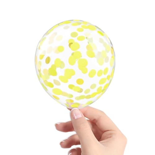 Image of Yellow Confetti Balloons, 40 Pcs 5 Inch Clear Balloons with Confetti Inside for Birthday Party Graduation Engagement Cake Topper Decor Bridal Shower Baby Shower Decoration Supplies -Paper Confetti