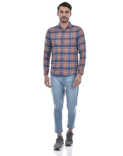 Image of Numero Uno Men's Dark Blue Tappered Fit Cropped Sustainable Jeans