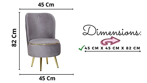 Image of Ottoman Stool for Living Room, Velvet Foot Rest Puffy for Sofa, Foot Stool for Sitting, Modern Puffy Chair for Bedroom, Metal Legs Ottoman for Home Decor, 32 inch Height (Chair-Grey)