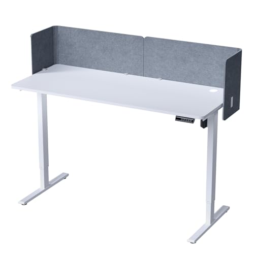 ERGO COLLECT Desk Privacy Panel,2PCS L-Shaped Clamp-On Office Desk Divider,2-in-1 Adjustable Acoustic Desktop Partition Or Under Desk Modesty Screen,for Office,Home,Felt (Grey, 47.2' x 15.7')