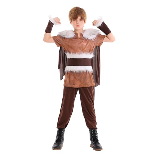 Disfraz vikingo para niños 13-14 años marrón miniatura 2