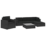 [page_title]-vidaXL Gartenmöbel 6-TLG. mit Auflagen Lounge Sofa Möbel Sitzgarnitur Sitzgruppe Gartenset Gartengarnitur Gartensofa Poly Rattan Schwarz