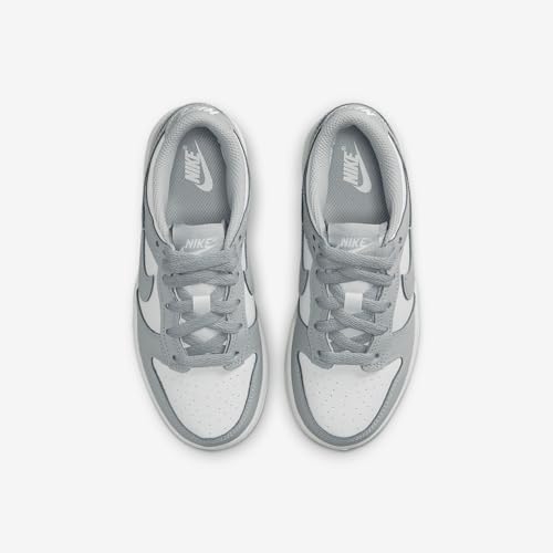 Nike Dunk Low Little Kids' Shoes (FB9108-123, White/White/Light Smoke Grey)4