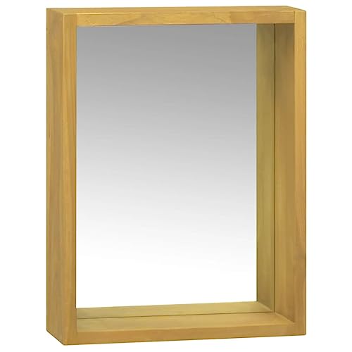DYRJDJWIDHW Spiegelschrank Badmöbel Massivholz Teak 30x10x40 cm Wandmontage Spiegel mit Ablage Badezimmer Flur Deko Einzigartig Robust