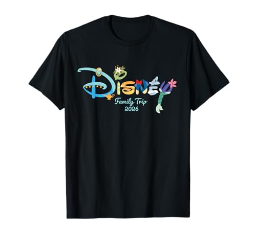 Disney Princess Letters Logo Family Trip Matching Camiseta