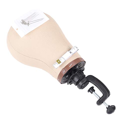 Wig Head Cork Canvas Block Head with Stand for Wig Making,Styling and Display, Mannequin Head with Mount Hole (22")