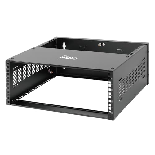 Tecmojo 4U Wall Mount Rack 4U Rack 13.9 inch Depth 132lbs(60kg) Weight Capacity 19 Network Rack for Shallow Server and IT Equipment Network Switches Patch Panel Bracket Black