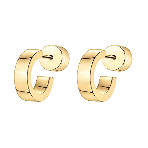 PAVOI 14K Yellow Gold Plated Square Edge Mini Hoops #TOP20