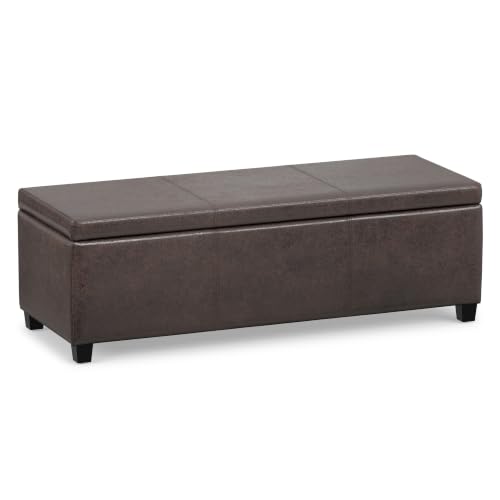 SIMPLIHOME Avalon 48 inch Leather Ottoman