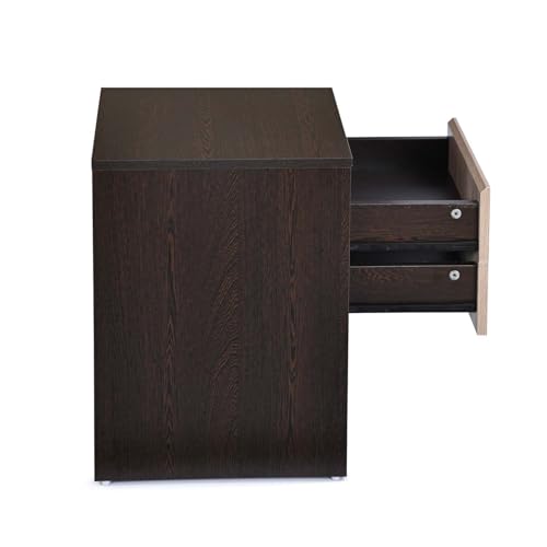 Image of Nilkamal Riva Night Stand | Wooden Bed Side Table with 2 Drawers and an Open Shelf | Multipurpose End Table for Bedroom, Living Room | Wenge & Sonoma Oak