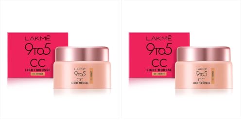 Image of Lakme 9to5 CC Light Mousse with Vitamin E & a Hint of Foundation | Matte finish, Non-Comedogenic, lightweight mousse foundation, 25gm - Bronze (Pack of 2)