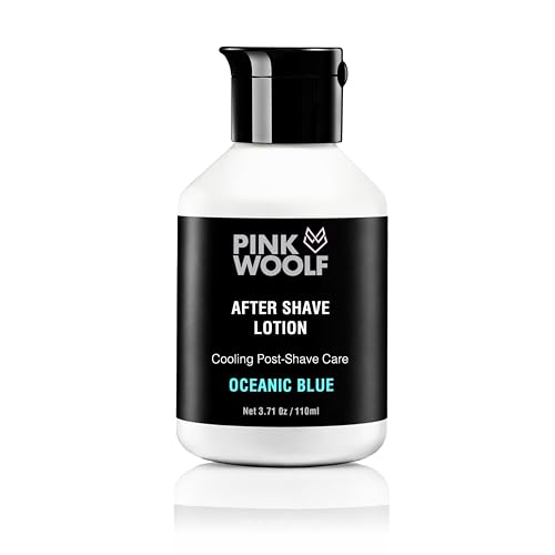 Image of PINK WOOLF After Shave Lotion for Men | Cooling Post-Shave Care for Oily Skin | Oceanic Blue | Alcohol-Free, Lightweight, Non-Greasy | Razor Burn Relief | 110ml