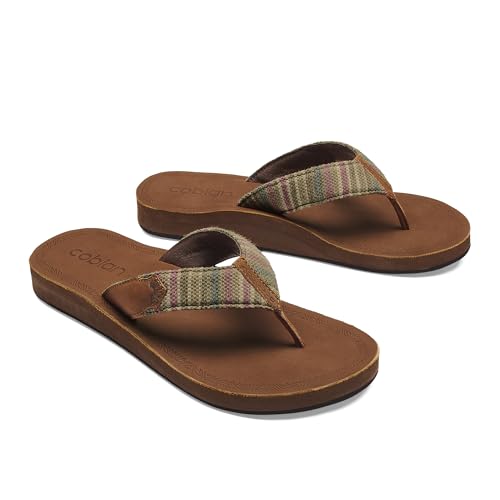 Cobian Campo Del Sol Sayulita Sandals for Women – Premium Leather Flip-Flops with Hand-Woven Textile Straps – Comfortable Casual Slip-On Footwear3