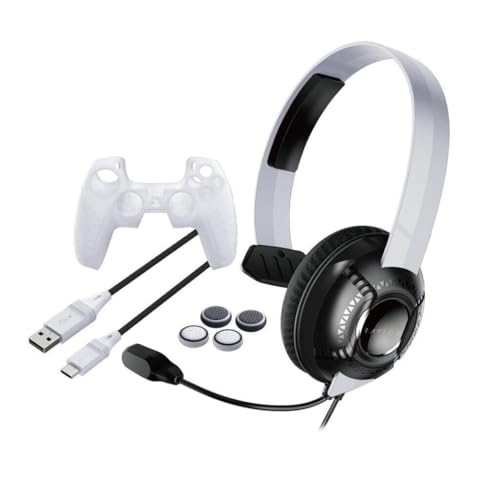 Raptor-Gaming PS5 Headset Kit SK100 mono, für Sony PS5, Player Kit/Set, PS 5 Silikonhülle für den DualSense Playstation 5 Controller, extra langes Ladekabel, Analogstick Aufsätze, RG-SK100