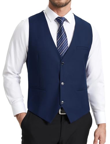 HISDERN Anzugwesten für Herren Marineblau Slim Fit Elegante Anzug Weste Herren Blau Klassische Formelle Anzugweste Einfarbig Hochzeit Smoking Westen Männer mit 3 Knöpfen Taschen M HISDERN Anzugwesten für Herren Marineblau Slim Fit Elegante Anzug Weste Herren Blau Klassische Formelle Anzugweste Einfarbig Hochzeit Smoking Westen Männer mit 3 Knöpfen Taschen M